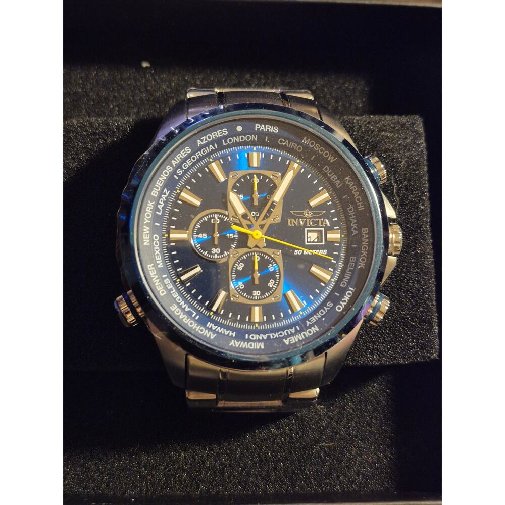 Invicta Aviator Men's Watch 50mm Stainless Steel Band Blue Face